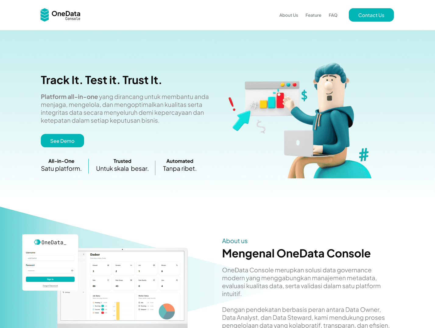 One Data Console mockup